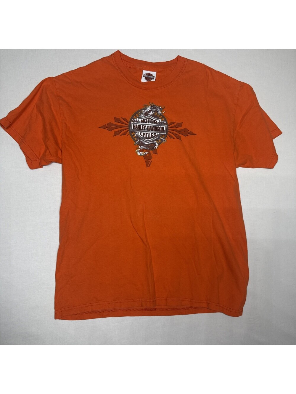 Harley Davidson Palm Bay T Shirt Mens Large Orange Harley Motorcycle Shirt